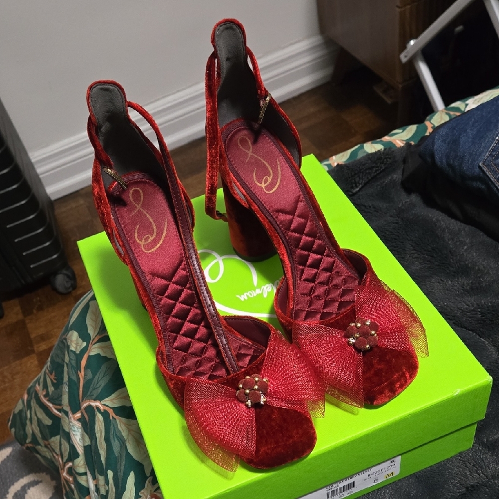 Sam Edelman Red Velvet Shoes
